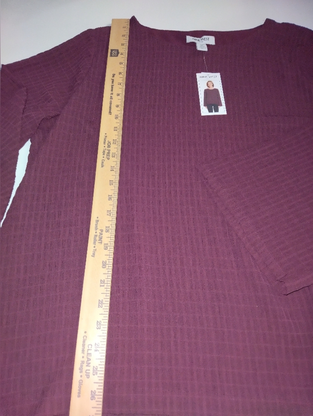 Nine West Ribbed Long-Sleeve Top in Wine New Size XXL - Picture 3 of 4